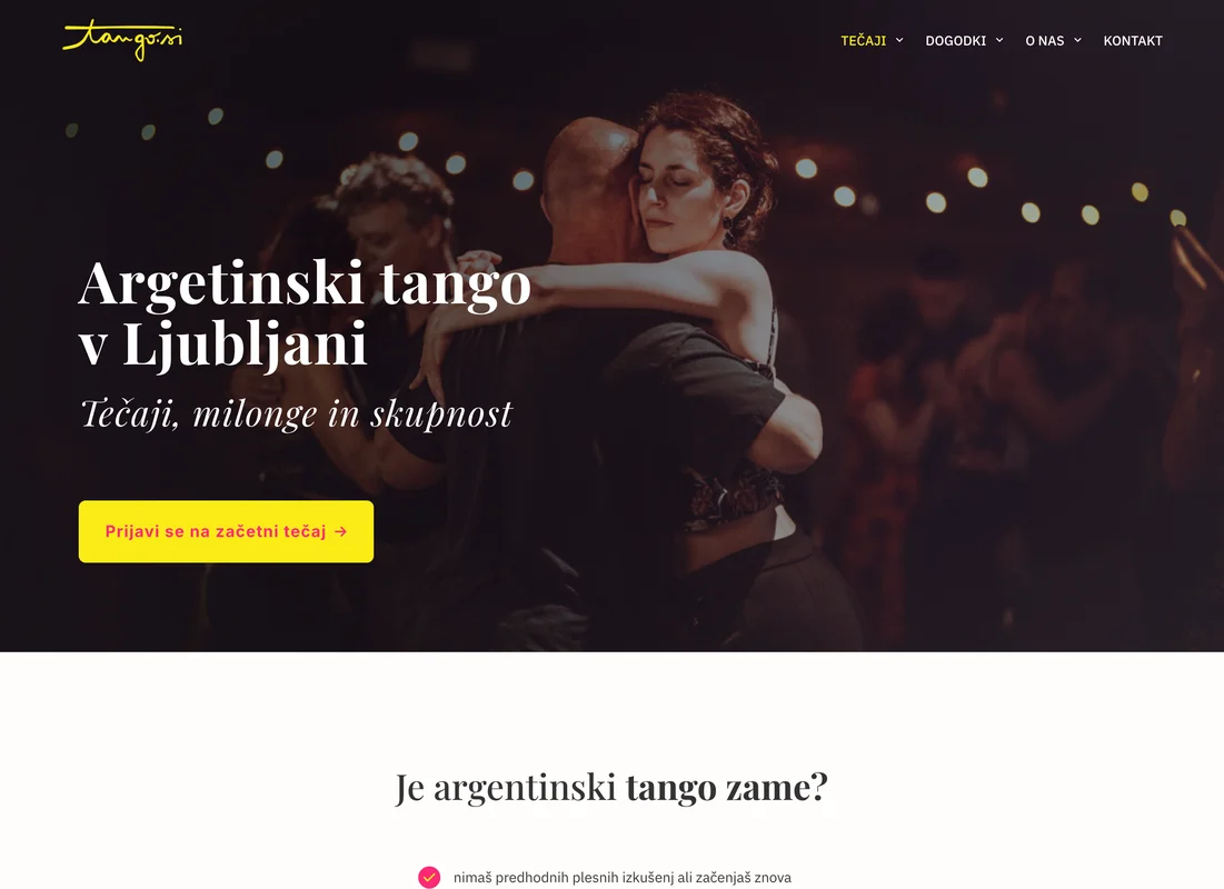 Spletna stran Tango.si – referenca Aurelia Marketing